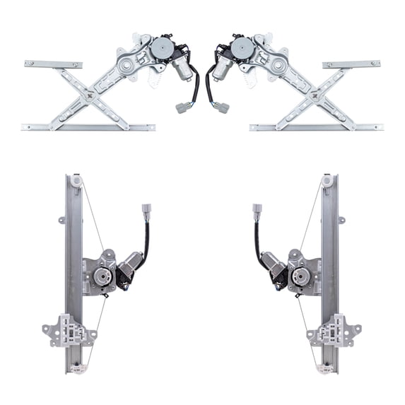 Brock Aftermarket Replacement Front and Rear Driver Left Passenger Right Power Window Regulator 4 Piece Set with Motor Compatible with 2013-2019 Nissan Sentra