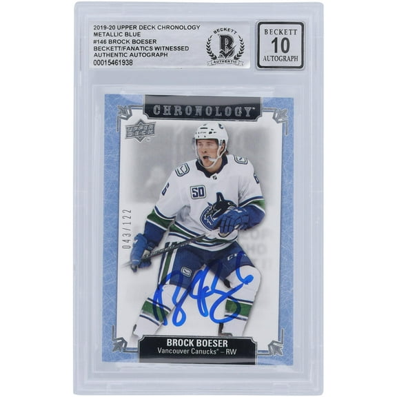 Brock Boeser Vancouver Canucks Autographed 2019-20 Upper Deck Chronology #146 #/122 Beckett Fanatics Witnessed Authenticated 10 Card - Fanatics Authentic Certified