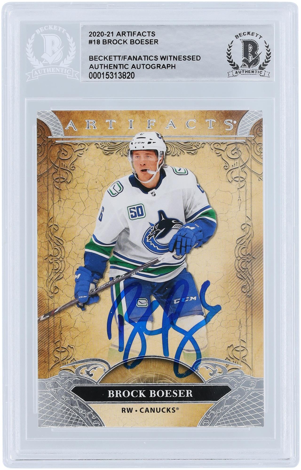 Brock Boeser Vancouver Canucks Autographed 2020-21 Upper Deck Artifacts #18 Beckett Fanatics Witnessed Authenticated Card - Fanatics Authentic Certified