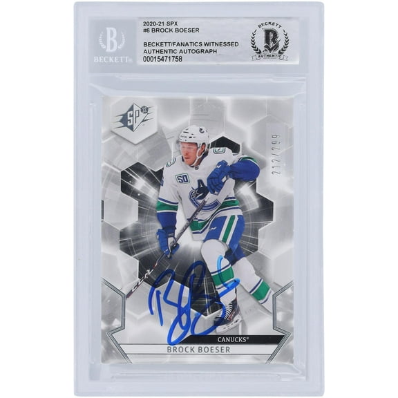 Brock Boeser Vancouver Canucks Autographed 2020-21 Upper Deck SPX #6 #/299 Beckett Fanatics Witnessed Authenticated Card - Fanatics Authentic Certified