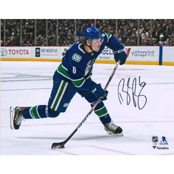 Brock Boeser Vancouver Canucks Autographed 8" x 10" Blue Jersey Shooting Photograph - Fanatics Authentic Certified