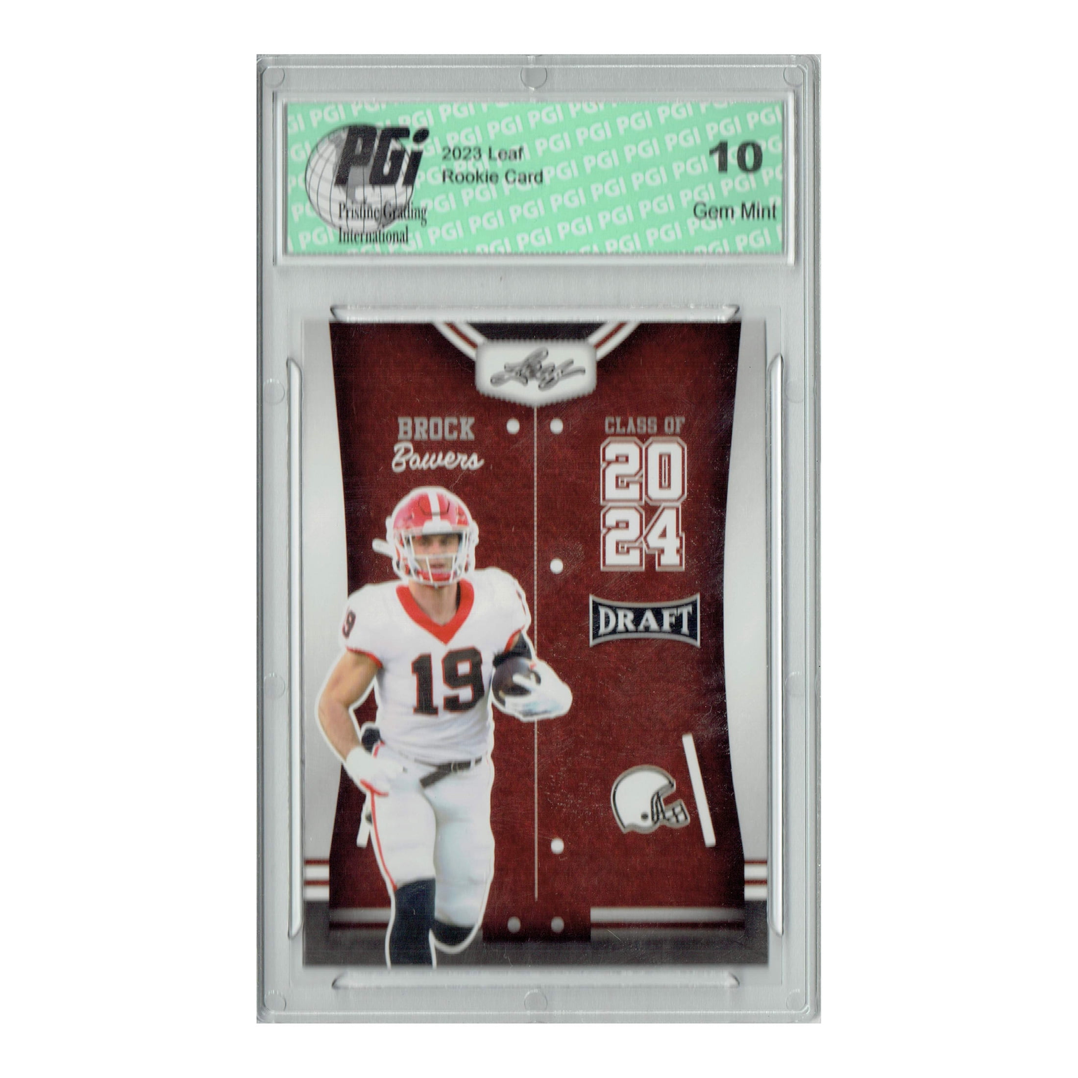 Brock Bowers 2023 Leaf Football #76 Class of 2024 Rookie Card PGI 10 Las Vegas Raiders