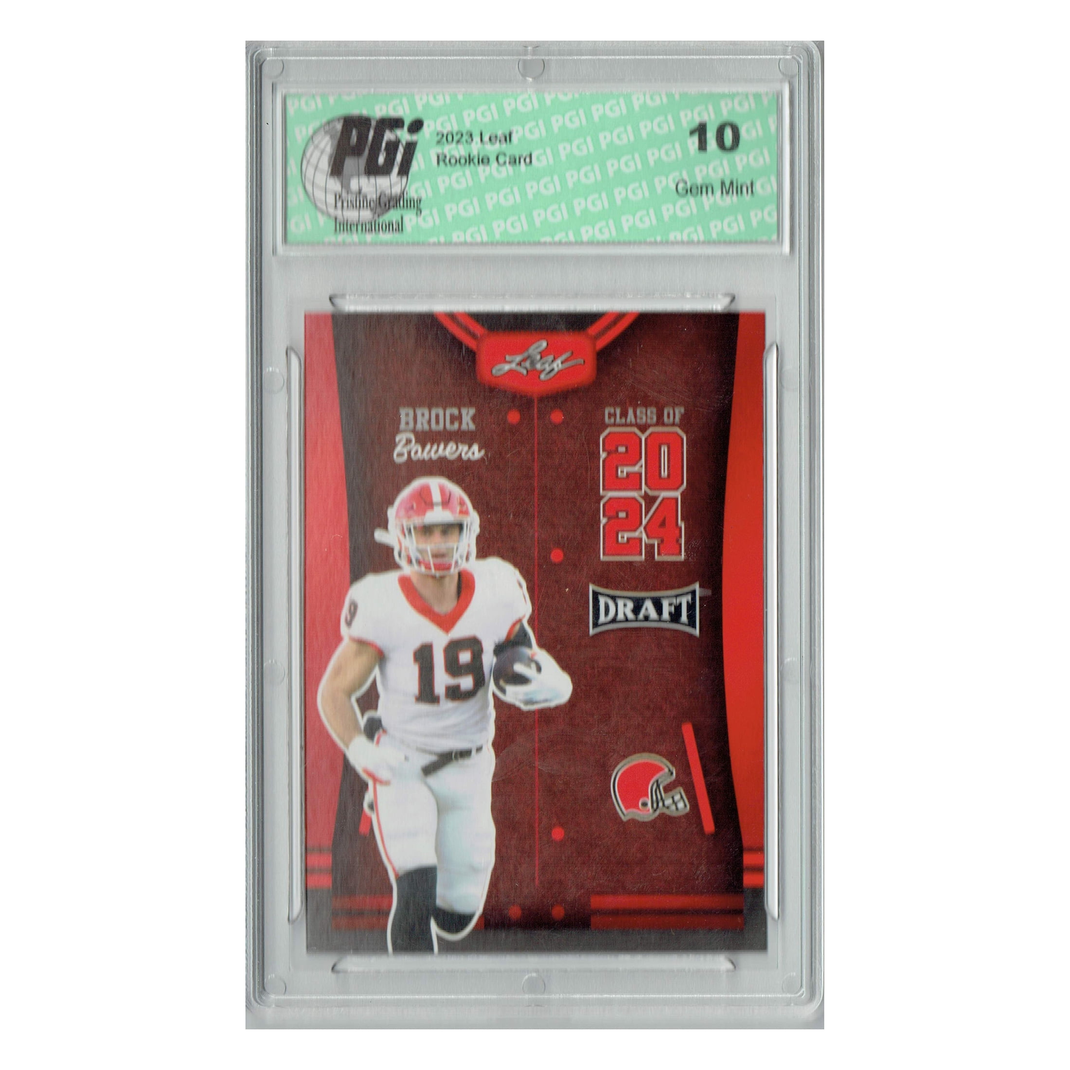 Brock Bowers 2023 Leaf Football #76 Red SP Class of 2024 Rookie Card PGI 10 Las Vegas Raiders