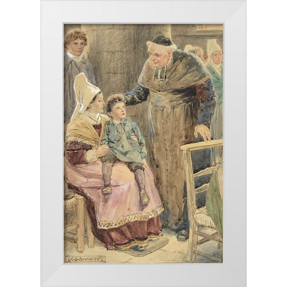Brock, Charles Edmund 13x18 White Modern Wood Framed Museum Art Print Titled - Illustration 8 for Little Peter A Christmas Morality for Children of Any Age