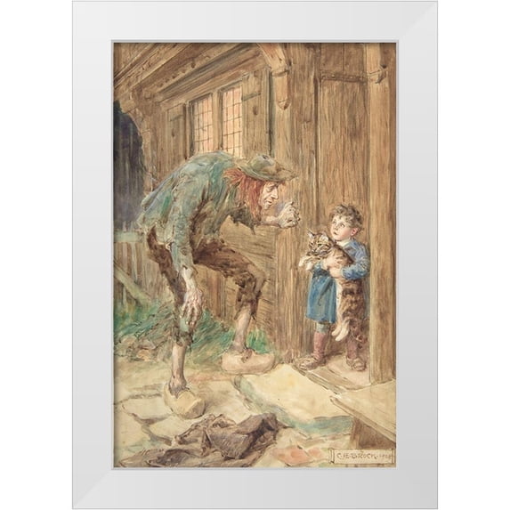 Brock, Charles Edmund 17x24 White Modern Wood Framed Museum Art Print Titled - Illustration 3 for Little Peter A Christmas Morality for Children of Any Age