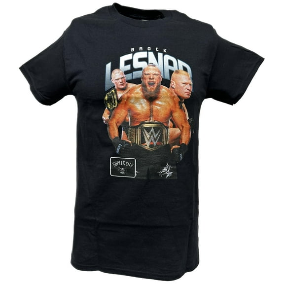 Brock Lesnar Championship Belt Three Pose Mens Black T-shirt