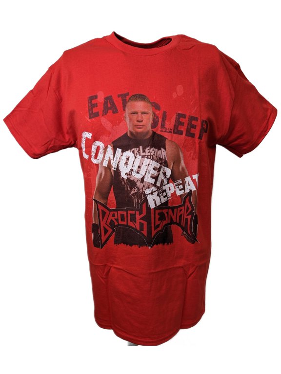 Brock Lesnar Eat Sleep Conquer Repeat WWE Mens Red T-shirt S