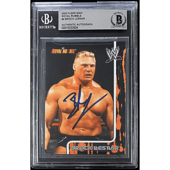 Brock Lesnar Signed 2002 Fleer WWF Royal Rumble #4 15333924