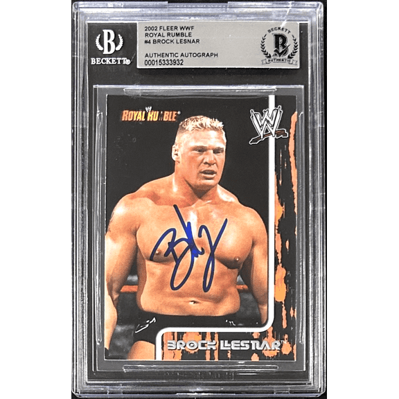 Brock Lesnar Signed 2002 Fleer WWF Royal Rumble Card #4 Beckett 15333932