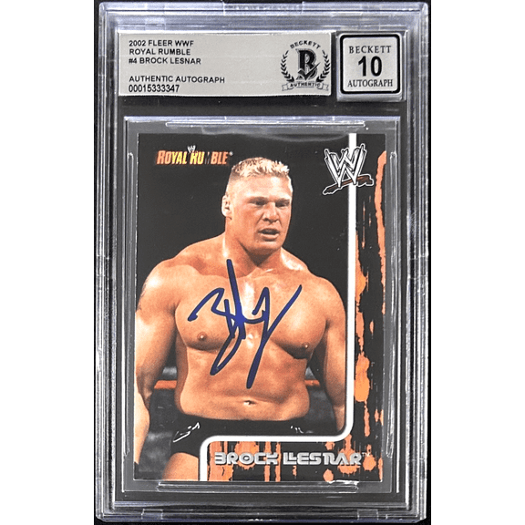Brock Lesnar Signed 2002 Fleer WWF Royal Rumble Card #4 Beckett Auto 10 15333347
