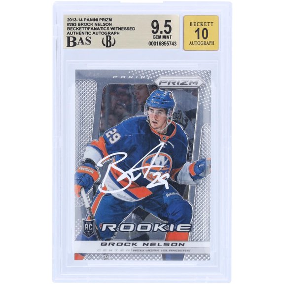 Brock Nelson New York Islanders Autographed 2013-14 Panini Prizm White Ink #263 Beckett Fanatics Witnessed Authenticated 9.5/10 Rookie Card - Fanatics Authentic Certified
