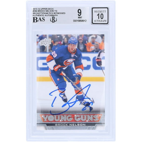 Brock Nelson New York Islanders Autographed 2013-14 Upper Deck Series 1 Young Guns #204 Beckett Fanatics Witnessed Authenticated 9/10 Rookie Card - Fanatics Authentic Certified