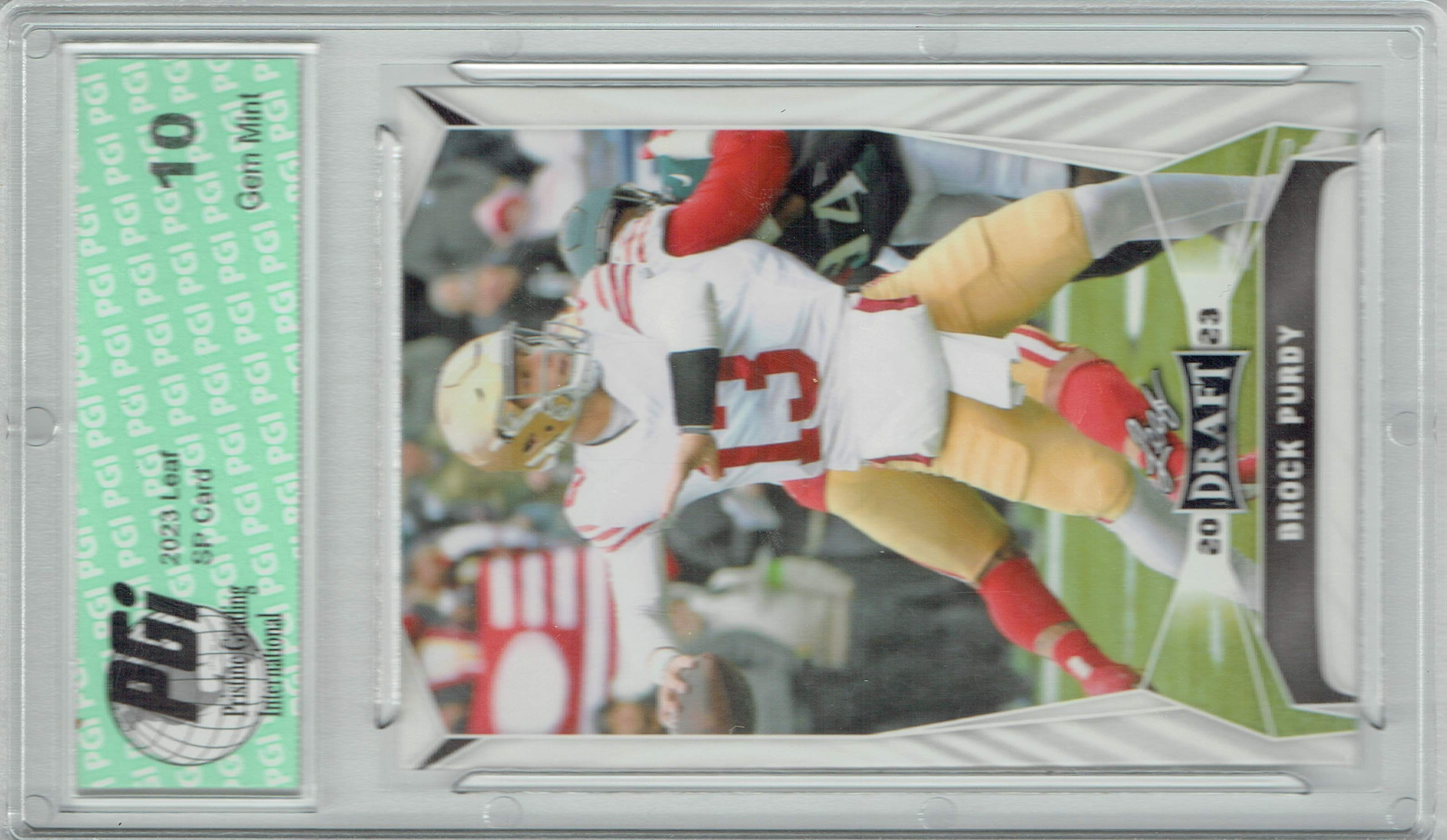 Brock Purdy 2023 Leaf Football #19 Trading Card PGI 10 San Francisco 49ers