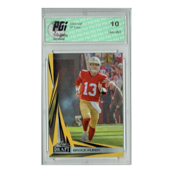 Brock Purdy 2023 Leaf Football #B2-1 Gold SP Special Edition Trading Card PGI 10 San Francisco 49ers