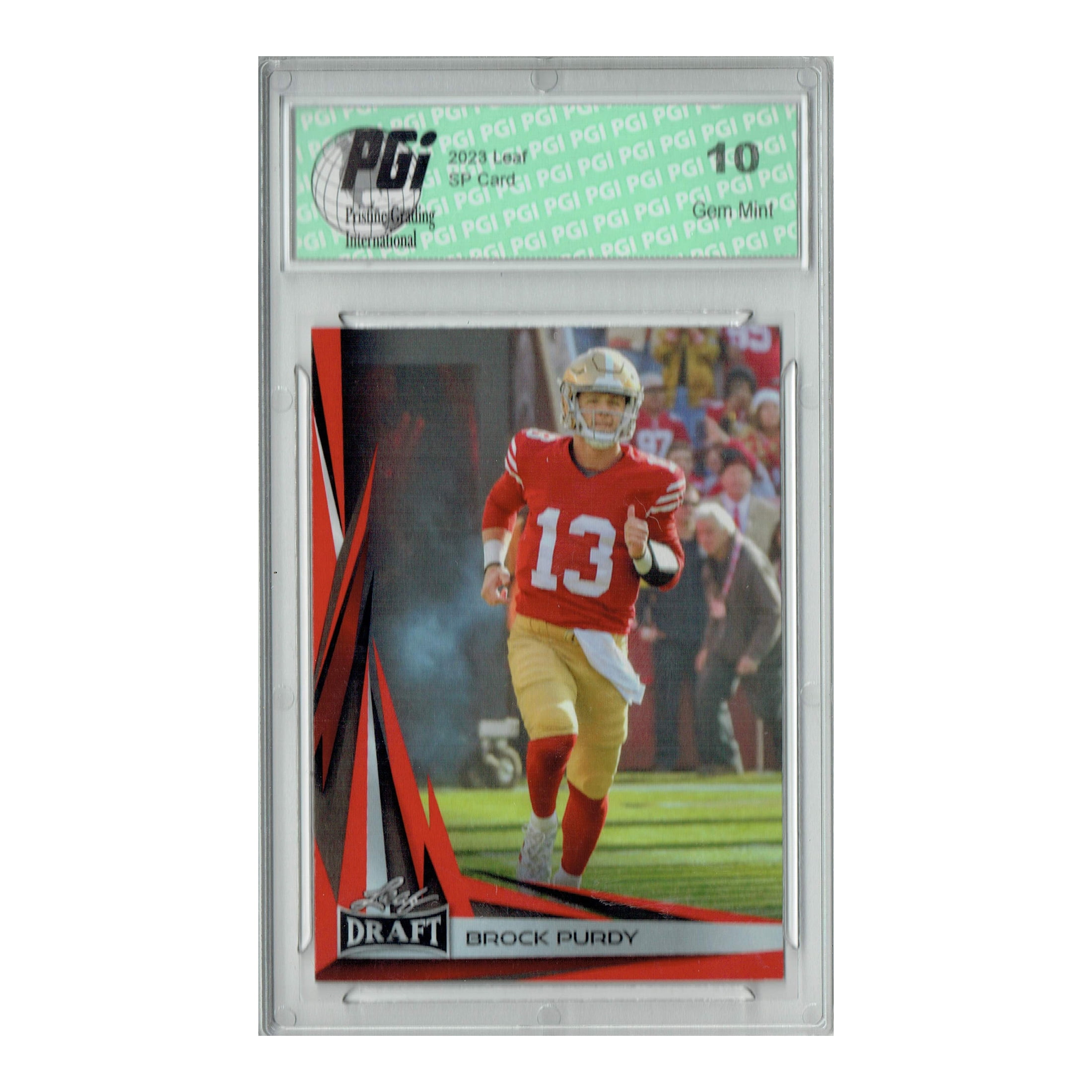 Brock Purdy 2023 Leaf Football #B2-1 Red SP Special Edition Trading Card PGI 10 San Francisco 49ers