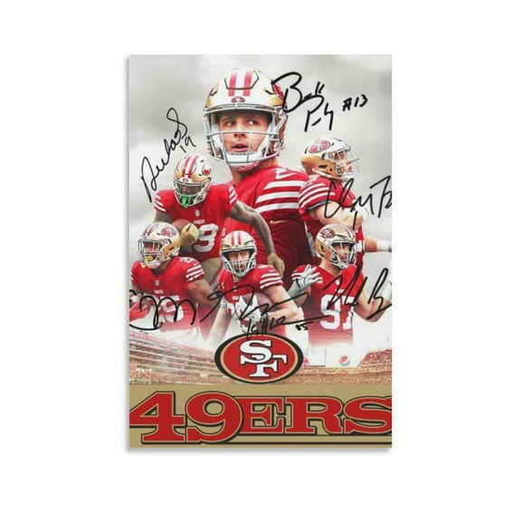 Brock Purdy Christian McCaffrey George Kittle Nick Bosa Signed Poster Wall Art Picture Painting Poster Canvas Print Posters Artworks Bedroom Living Room Decor 12x18inch(30x45cm)