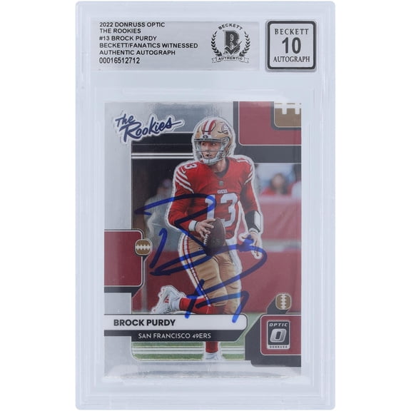 Brock Purdy San Francisco 49ers Autographed 2022 Panini Donruss Optic The Rookies #TR-13 Beckett Fanatics Witnessed Authenticated 10 Rookie Card - Fanatics Authentic Certified