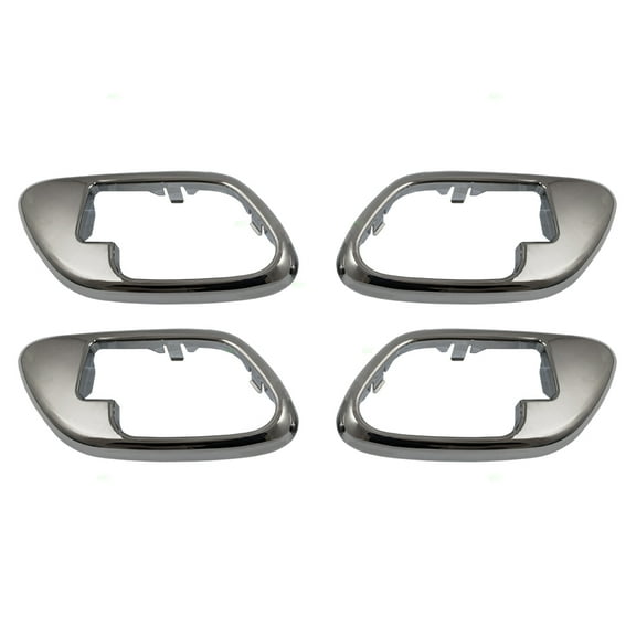 Brock Replacement 4 Piece Set of Chrome Specialty Inside Door Handle Trim Bezels Compatible with Pickup Truck Suburban Tahoe Yukon