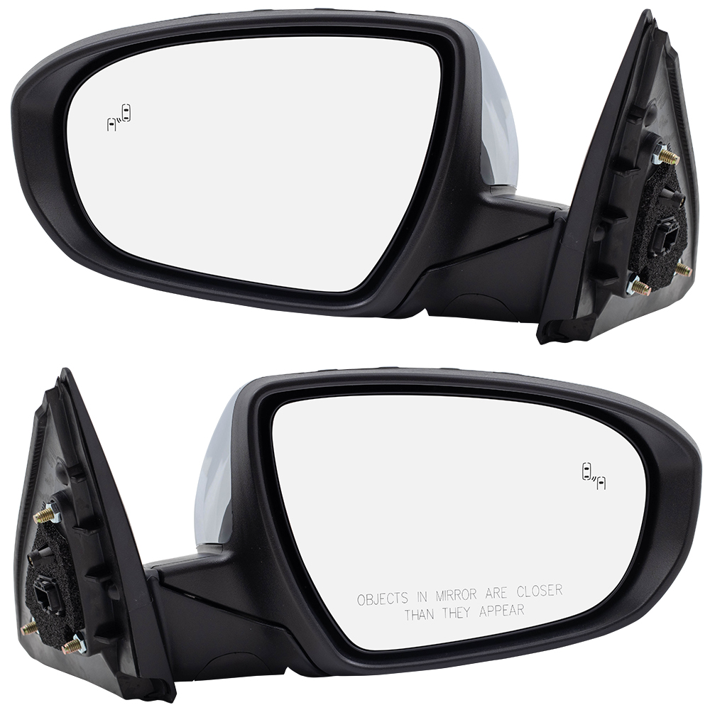 Brock Replacement Chrome Pair Side View Mirrors Compatible with 2014-2015  Optima Power Folding Set Heated Signal Blind Spot Detection 876104C550