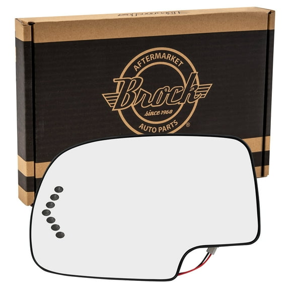 Brock Replacement Driver Left Power Mirror Glass and Base with Heat-Signal on Glass without Auto Dim for 2003-2006 Chevy Suburban
