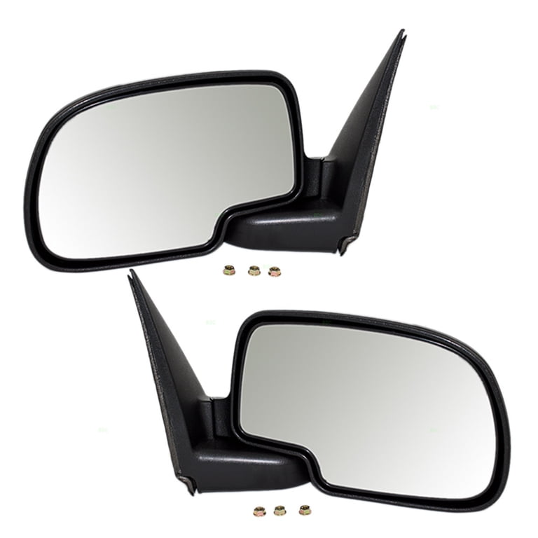 Passenger Side Mirror For 2001-2006 Chevy Silverado/GMC Sierra - Manual Fold, Smooth Black