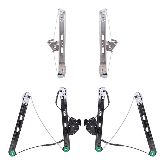 Brock Replacement Driver and Passenger Side Front and Rear Power Window Regulators without Motor 4 Piece Set Compatible with 1999-2005 3-Series Sedan Wagon