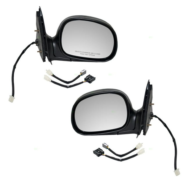 Brock Replacement Driver and Passenger Side Power Mirrors Textured Black Foldaway without Heat or Signal with Adapter Compatible with 1997-2002 F-150/F-250 Light Duty EXCLUDING Crew Cab