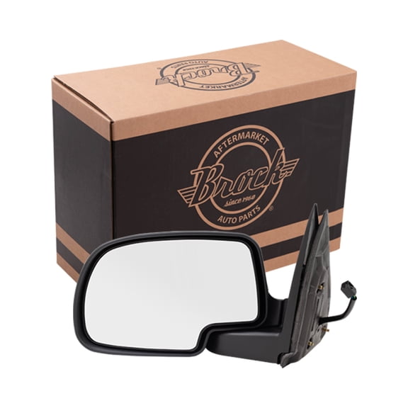 Brock Power Mirror for 1999-2002 Silverado 1500 Textured Black Housing Chrome Cap Manual Fold Left