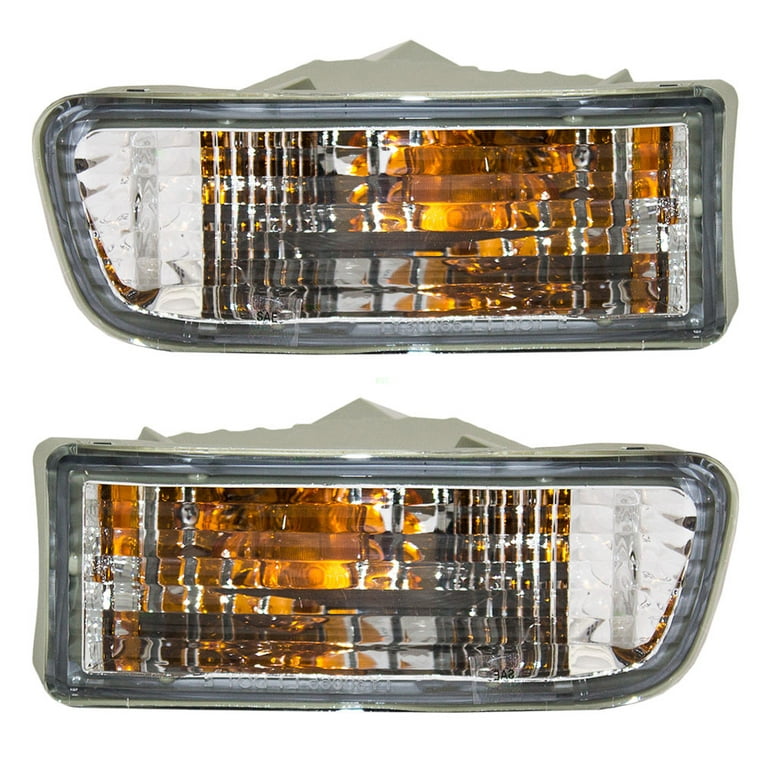 Brock Replacement Driver and Passenger Park Signal Front Marker Lights  Lamps Lenses Compatible with 1999-2002 SUV 81520-35250 81510-35260