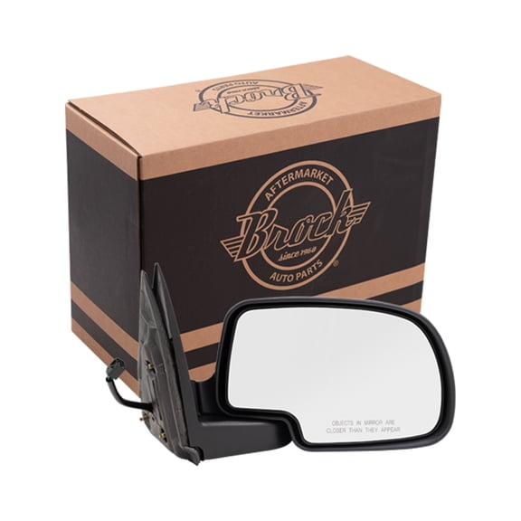 Brock Power Mirror for 1999-2002 Silverado 1500 Textured Black Housing Chrome Cap Manual Fold Right