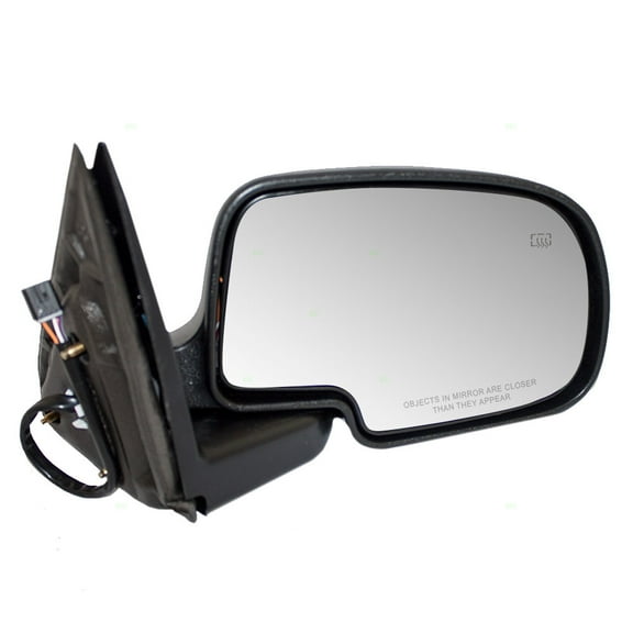 Brock Power Mirror for 1999-2002 Silverado 1500 Textured Black Base-Chrome Cover Heated Manual Fold