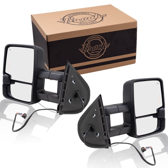 Brock Power Mirror for 2007-2013 Silverado 1500 Extendable Smoked External Signal Clearance Lamp P