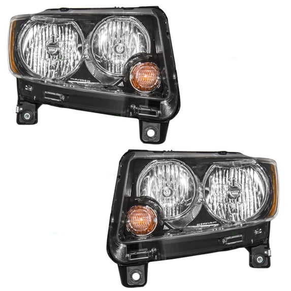 Brock Headlight for 2013-2017 Compass w/ Black Trim w/o Projector Set 68171215AC