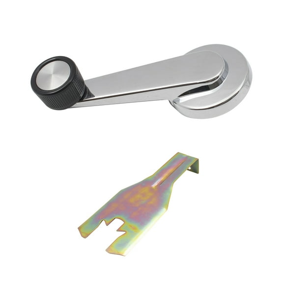 Brock Replacement Set Window Crank Chrome w/ Black Knob & Handle Removal Clip Tool Compatible with 1981-1994 C/K Pickup Truck Suburban Blazer 14026382