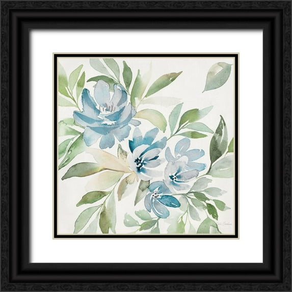 Brockmon, Kristen 20x20 Black Ornate Wood Framed with Double Matting Museum Art Print Titled - Soft Blue Paradise Picks II