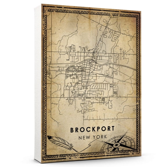 Brockport Vintage Map Prints Canvas, New York Map Art Canvas, Canvas, Brockport Map City style vintage Canvas , Canvas Wall Art, Street Map Artwork Canvas