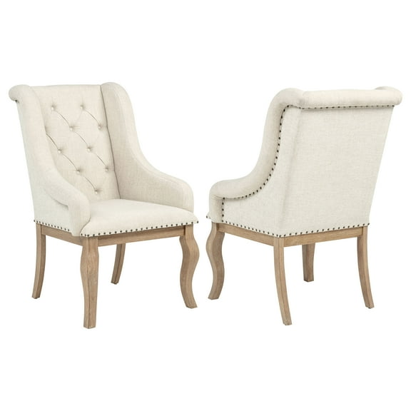 Brockway Tufted Arm Chairs Cream and Barley Brown (Set of 2)