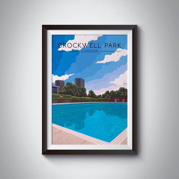 Brockwell Park London Lido Brixton South East London Decor, Unframed Paper Poster 8x10in