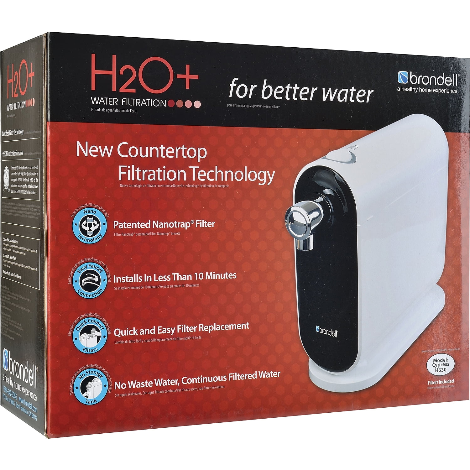 H2O+ White and Black 3-Stage Countertop Water Filtration System