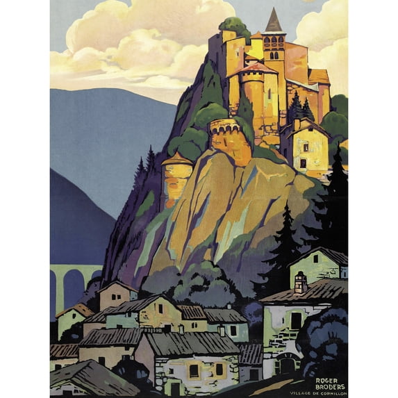 Broders St Etienne Cornillon Castle Travel Advert Extra Large Art Print Wall Mural Poster Premium XL