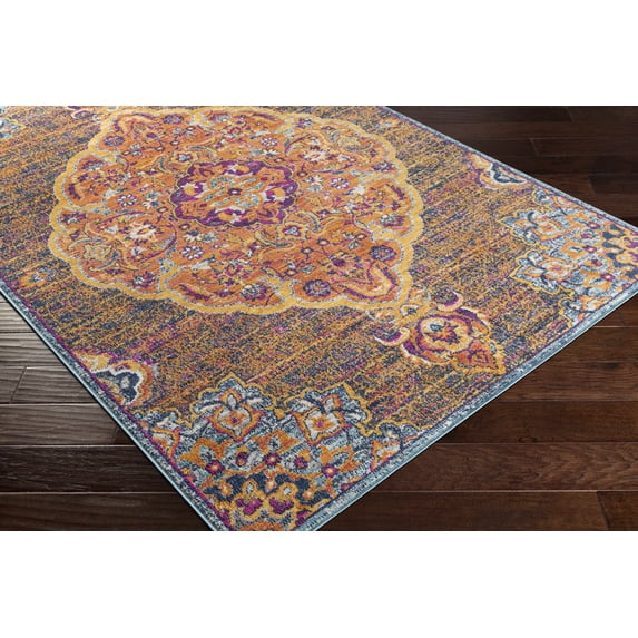 BoutiqueRugs Brodheadsville Traditional Area Rug - Burnt Orange, Mustard, Navy - 7'10" x 10'