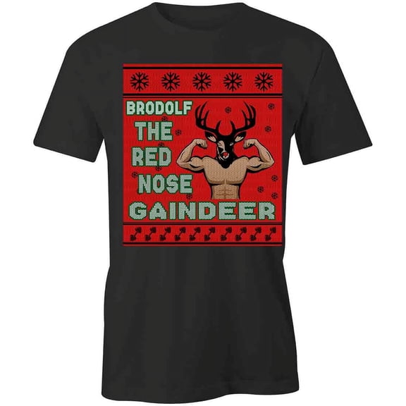 Brodlof The Red Nose Gaindeer T-Shirt | White Tee Gift