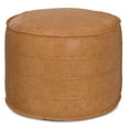 thumbnail image 1 of Brody 20" Round Pouf - Distressed Brown Vegan Faux Leather Footstool for Living Room, Bedroom - Supportive Polystyrene Fill, Durable Cotton Base - Accent Furniture, 1 of 5