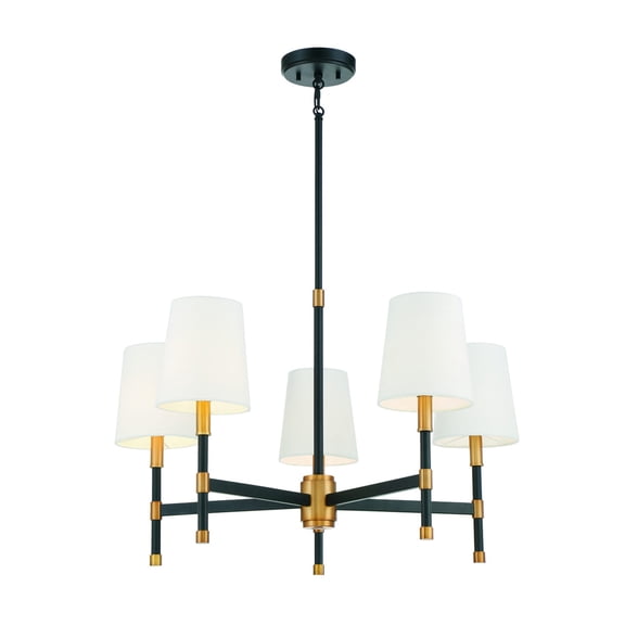 Brody 5-Light Chandelier in Matte Black with Warm Brass Accents