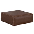 thumbnail image 1 of Simpli Home Simpli Home Brody Boho Square Pouf in Distressed Dark Brown Faux Leather, 1 of 6