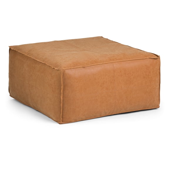 Brody Large Square Coffee Table Pouf in Distressed Camel Brown
