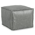 thumbnail image 1 of Simpli Home Brody 18 inch Wide Boho Square Pouf in Distressed Grey Vegan Faux Leather, 1 of 8