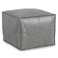 thumbnail image 1 of Simpli Home Simpli Home Brody 18 inch Wide Boho Square Pouf in Distressed Grey Vegan Faux Leather, 1 of 7