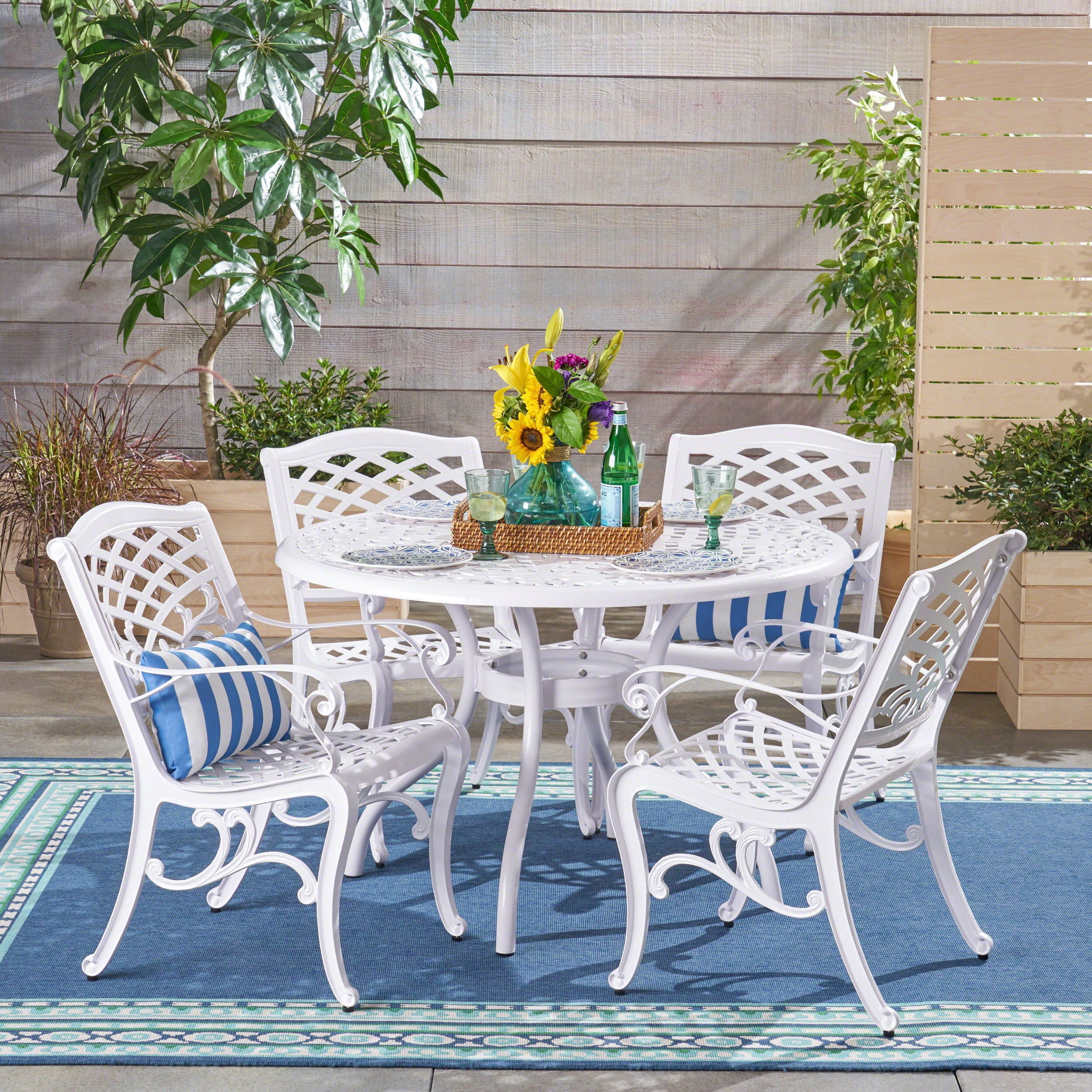 White aluminum sale patio dining set