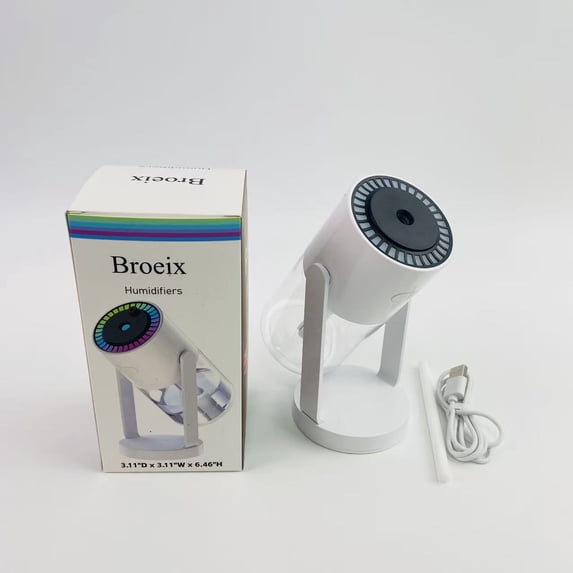 Broeix Humidifiers,USB portable & adjustable humidifier with 7 colors Starry Sky Led, Car and Home use (White)